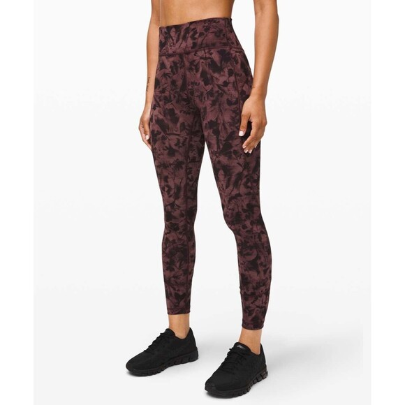 Pants - Lululemon Womens Leggings Purple Movement Tight Floral Pull On Stretch  Size 4